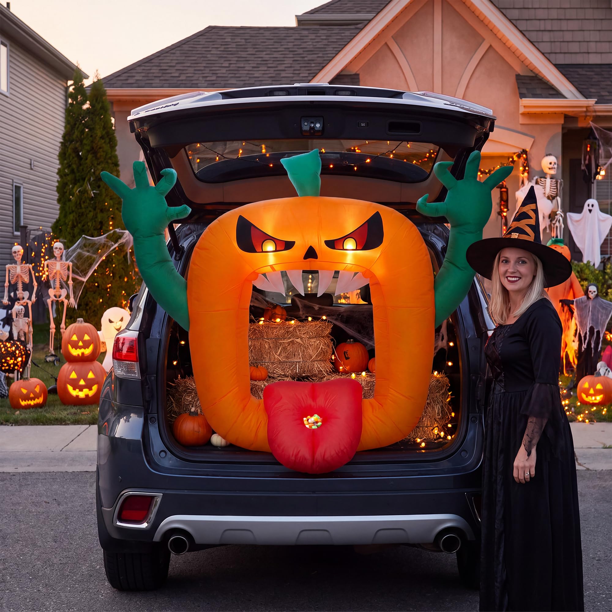 Outdoor Lighting Effects - Zucca gonfiabile a tema Halloween, alta