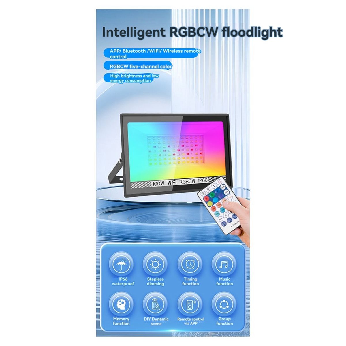 Faro LED RGBCW da 100W Nices c - Outdoor Lighting Uk recensione e prezzo